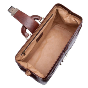 Classic Doctor Bag Leather Genuine Leather Satchel With Shoulder Strap And Hasp Closure For Business Use - Product Image 2