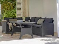 Ensemble de salle à manger en rotin tressé moderne JULEMIND 5 places PLW, mobilier de restaurant extérieur commercial haut de gamme, table et chaises non pliables
