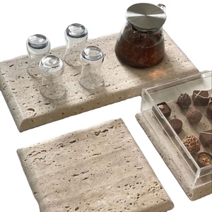 Luxury Travertine Stone Tray Handmade Bathroom <b>Vanity</b> Organizer Decorative Serving Tray Modern Kitchen Countertop Coffee <b>Table</b> - Product Image 1