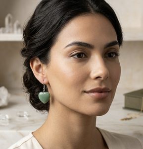 Pendientes de Aro con Forma de Corazón de Aventurina Verde para Mujer - Ideales para Fiestas, Bodas y Regalos - Product Image 5