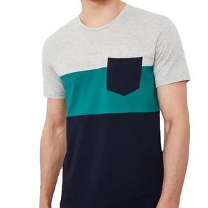 Camisetas al por mayor con cuello redondo, ropa informal, camisetas de alta calidad para hombre, diseño de moda urbana con bolsillo, camisetas con cuello redondo. - Product Image 1