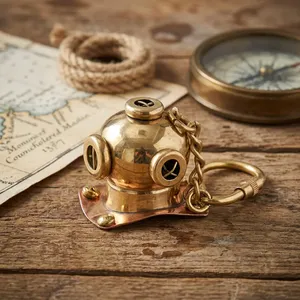Llavero de Estilo Antiguo con Casco de Buceo de Latón y Cobre, Anillo Náutico Marítimo, Regalo Coleccionable Vintage para Buceadores - Product Image 6