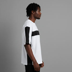 Plus Size Men's White Black Contrast Short Sleeve T-<b>Shirt</b> O-Neck <b>Flame</b> Logo Printed Casual Jersey Knit Regular Fit - Product Image 2