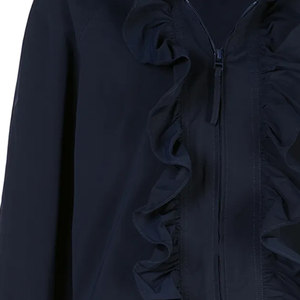 Chaqueta Cortavientos Impermeable Azul Marino con Volantes para Ceremonia de Apertura, con Capucha, de Nailon, Cremallera Frontal, Puños Elásticos, Tallas Grandes - Product Image 2