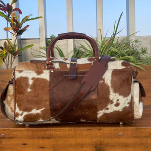 Travel Cowhide Hairon Luggage <b>Bag</b> Vintage Overnight Duffle Leather Camping Hiking <b>Bag</b> Handmade Weekender <b>Bag</b> <b>for</b> <b>Men</b> and Women - Product Image 2