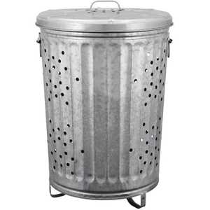 Open Top Galvanized Steel Trash Can with Separate <b>Lid</b> Ribbed Metal Waste <b>Bin</b> Outdoor Public Garden Garbage Bucket Dustbin Set - Product Image 2