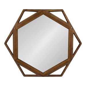 Vintage Reclaimed Mango Wood Hexagonal <b>Mirror</b> Frame Beveled Glass Wholesale - Product Image 4
