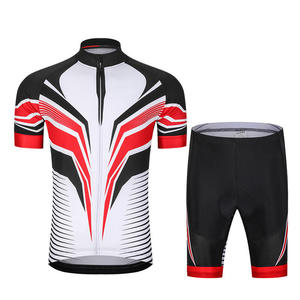 Ensemble de maillot pour hommes, noir, rouge, blanc, manches courtes, respirant, en polyester, vêtements de vélo, vêtements de sport pour adultes - Product Image 1