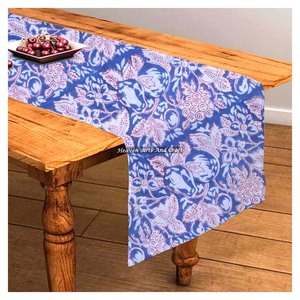 Hand Block Floral Printed Beautiful Black Indian Cotton Table <b>Runner</b> For Hotel Use Home Decor In Farmhouse Style Wedding Events - Product Image 2