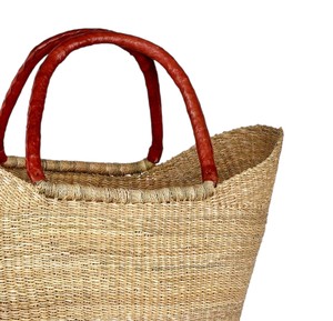 <b>Summer</b> Natural Seagrass Handbags Woven <b>Bag</b> Luxury Leather Handle Fashion Women <b>Straw</b> Hand <b>Bag</b> Eco Friendly Beach Tote OEM - Product Image 2