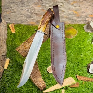 Couteau de camping Bowie en acier inoxydable de qualité industrielle, fait main, avec manche en corne et étui en cuir - Product Image 5