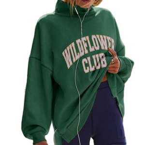 Nouveau Sweat-shirt Polaire Personnalisé pour Femme, Col Montant Long, Coupe Oversize, avec Impression de Lettres et Broderie, Collection Automne Hiver - Product Image 4