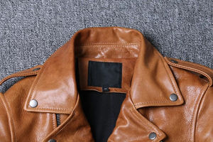 Chaqueta de Cuero para Hombre, Estilo Motero, con Cinturón, Corte Ajustado, Piel de Oveja Auténtica, Cierre de Cremallera, Chaqueta de Cuero Genuino - Product Image 3