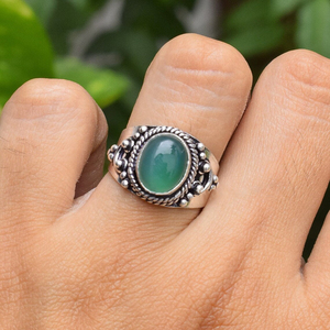 Bague en onyx vert, argent sterling 925, bague artisanale, bijou de créateur - Product Image 3
