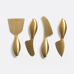 Ensemble de couteaux à fromage élégants avec manche en feuille d'or, en acier inoxydable poli miroir, couverts de mariage, best-seller, cuillère en acier inoxydable doré - Product Image 4