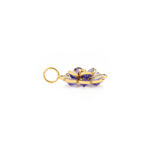 Magnifique pendentif en or jaune pur K18 de conception nouvelle, fait main, avec tanzanite et diamants en forme de fleur, bijoux de haute qualité pour femmes - Product Image 5