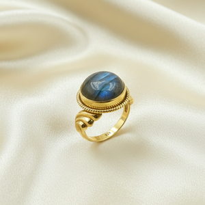 Natural Labradorite Gemstone <b>Ring</b> 925 Sterling <b>Silver</b> Handmade <b>Statement</b> <b>Ring</b> Round Cabochon Boho Vintage Jewelry Gift for Men - Product Image 2