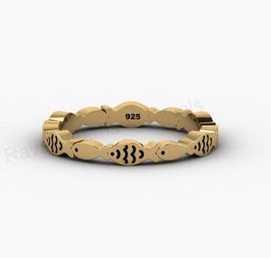 แหวนเงินแท้ 925 ชุบทอง 18K ดีไซน์เก๋ ลายปลา แบบซ้อนได้ ลายคลื่น สำหรับงานปาร์ตี้ เหมาะสำหรับผู้หญิง - Product Image 1
