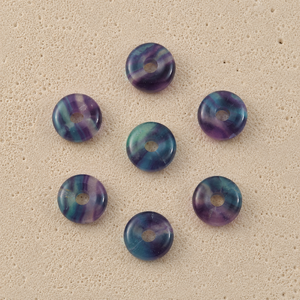 Colgante de Donut Liso de Fluorita Multicolor de 15mm, Piedra Preciosa para Sanación con Cristales y Energía Reiki, Diseño para Fabricación de Joyas al por Mayor - Product Image 6