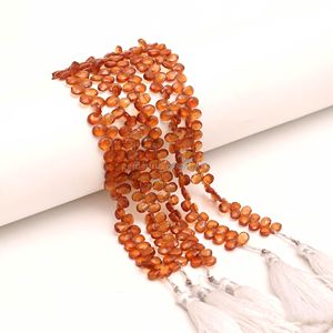 Perles de grenat Hessonite naturel facettées en forme de poire 5MM 7MM, perles de grenat Briolette, prix de gros, lot de 6 pouces pour la fabrication de bijoux - Product Image 1