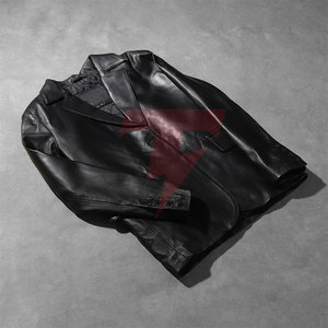 Custom <b>Men</b> <b>Leather</b> <b>Blazer</b> Double Breasted Premium Tailored Jacket for Formal Everyday Wear - Product Image 6