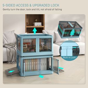 <b>Collapsible</b> 18 Gal Blue <b>Storage</b> Bins Lids Wheels 35L Capacity 10kg Load Customizable 3 Pack Stackable Folding PET <b>Storage</b> <b>Boxes</b> - Product Image 4