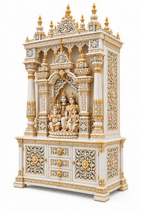 Latest Marble Look Shiv Parivar Teak <b>Wooden</b> Home <b>Temple</b> Premium White Gold Home Mandir With Domes Solid Wood Home <b>Temple</b> usa - Product Image 2