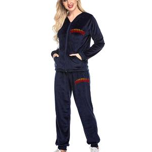 Conjunto Deportivo de Invierno para Mujer, 2 Piezas, Sudadera con Cierre y Capucha Antibacteriana Rosa, Pantalones Deportivos por Encima de la Rodilla, Diseño Sólido, Logotipo Personalizado, Terciopelo - Product Image 1