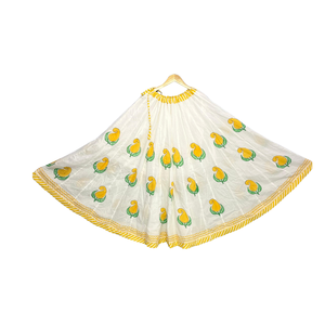 Falda Larga Artisan 36 Kali A-Line, Corte en A, Algodón con Estampado Artesanal, Motivo Amarillo, Sin Elástico, con Lazos - Product Image 1