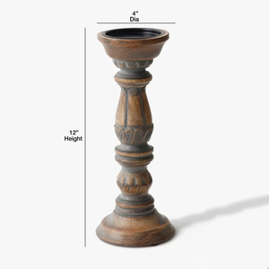 Curio Craft Handmade Wooden Candlestick Holder Round Shape Home Decoration Natural Wood Finish - Product Image 6