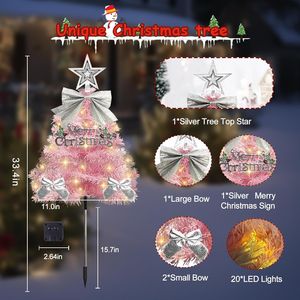 4 Pack Mini Xmas Solar Pathway <b>Lights</b> Waterproof DIY Outdoor Christmas <b>Tree</b> Stake Decorations Christmas <b>Tree</b> Ornament - Product Image 4