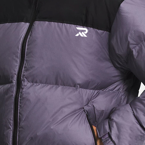 Men's Purple Color Blocking Puffer <b>Jacket</b> Stand Collar Zipper Closure Windproof Casual <b>Winter</b> Coat Regular Length - Product Image 6