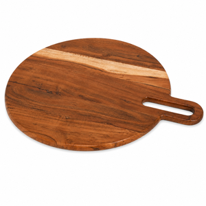 Tabla de cortar redonda hecha a mano de madera de acacia |   Tabla para Servir Queso y Pizza |   100% Ecológico - Product Image 4