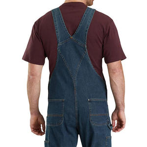 Salopette classique pour homme en jean délavé taille haute, respirante, poids moyen, style vintage streetwear, multi-poches, résistante aux flammes - Product Image 6