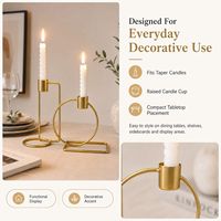 Juego de Portavelas Cónicos de Metal Dorado, Candelabros Modernos con Marco de Alambre Geométrico para Mesa de Comedor, Decoración de Bodas y Hogar