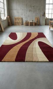 Alfombra de Lana Abstracta de Pelo Medio, Antideslizante, Hecha a Mano, con Diseño Curvo Moderno para Sala de Estar, Dormitorio, Hotel u Oficina - Product Image 2