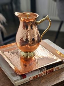Handcrafted Hammered <b>Copper</b> Pitcher with Lid Vintage Water Jug 1100 Ml Eco-Friendly Dishwasher Safe BPA Free Elegant Drinkware - Product Image 4