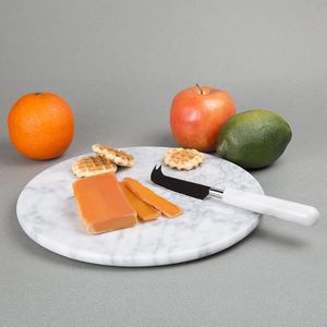 Tabla de Quesos Redonda de Mármol Blanco con Asa y Cuchillo, Plato para Servir, Tabla de Charcutería, Tabla de Cortar para Cocina - Product Image 3