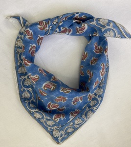 Wholesale Blue Block Print Bandana Scarf Handmade Cotton <b>Head</b> Scarf Indian Floral Bandana Boho Hair <b>Wrap</b> Hand Printed Bandana - Product Image 6