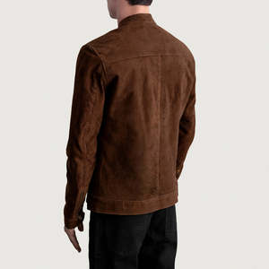 เสื้อแจ็คเก็ตหนังกลับสีน้ำตาล Zen Brown ของ Furat Leathers สไตล์ลำลองสำหรับขี่มอเตอร์ไซค์ ระบายอากาศได้ดี กันลม คอตั้ง ปักลายได้ตามต้องการ สำหรับผู้ชาย ฤดูหนาว แบบมีซิป - Product Image 2