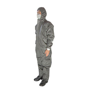 Combinaison de protection grise avec capuche et poignets élastiques pour vêtements de travail de sécurité - Product Image 2