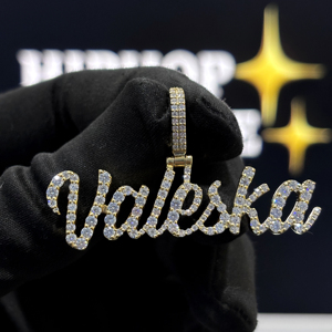 Personalized Script <b>Name</b> Pendant 925 Sterling Silver VVS Moissanite Yellow Gold Hip Hop <b>Necklace</b> Unisex - Product Image 1