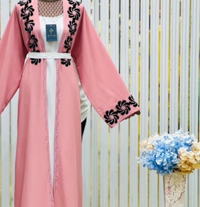 New 2026 Dubai Abaya Modest beaded sequined <b>long</b> sleeve Dubai luxury handmade wedding Polyester breathable V neck abaya Floor - Product Image 3