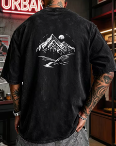T-shirt Homme Oversize en Jersey 100% Coton 320g Délavé au Sable, Manches Courtes, Col Rond, Logo Avant, Style Vintage Usé, Streetwear - Product Image 2