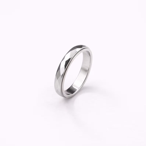 Faceted Tungsten Wedding Band Minimalist Geometric <b>Ring</b> Modern Brushed Metal Band Scratch Resistant Unisex Wedding <b>Rings</b> - Product Image 5