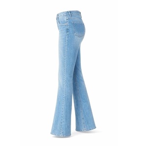Jean en denim bootcut délavé à la glace pour femme, coupe large, taille haute, confortable et style décontracté tendance, le plus vendu, en promotion - Product Image 1