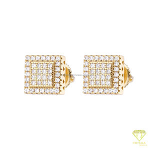 Boucles d'oreilles carrées modernes en moissanite, en argent sterling 925, bijoux étincelants et brillants, cadeau pour femmes - Product Image 2