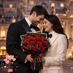 Elvrogest SA Ramo de Rosas Rojas Preservadas, 12 Piezas, Flores Eternas, Regalo de Lujo para San Valentín, Cumpleaños, Arreglo de Mesa - Product Image 5