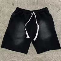 Shorts en coton respirant teint par immersion avec cordon de serrage, décontractés, taille mi-haute, couleur unie, en tissu tricoté, style vintage