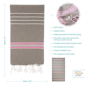 Paradise Turkish Toallas de playa personalizadas Logotipo bordado personalizado Superdry Hammam Fouta Toalla de baño Piscina Gimnasio 100% Algodón Pestemal - Product Image 5